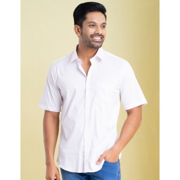 Short sleeve white dress shirts for men