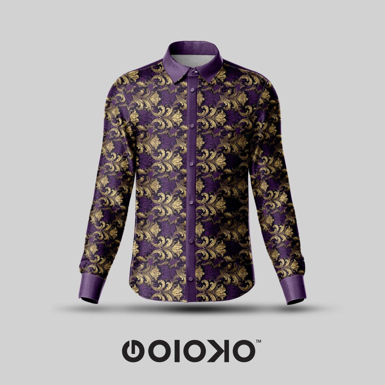 Mens purple floral dress shirt