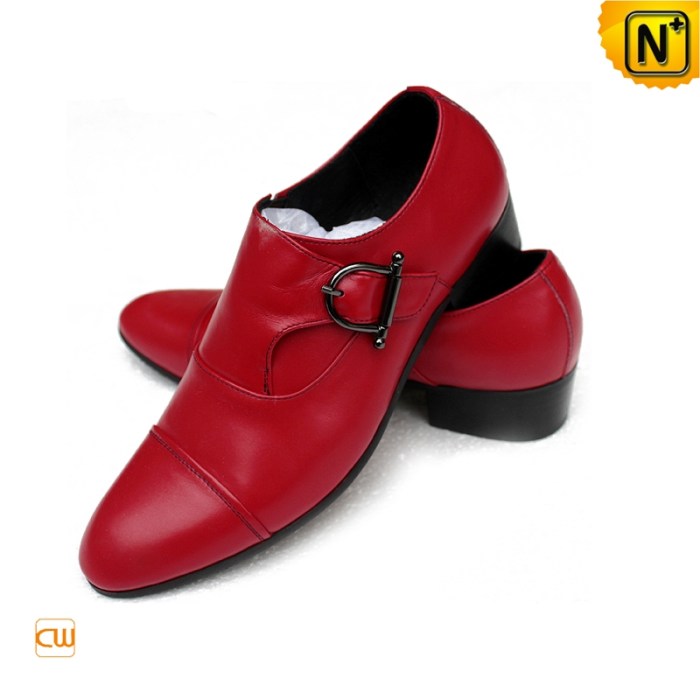 Mens red leather dress shoes