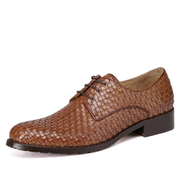 Woven leather dress shoes men