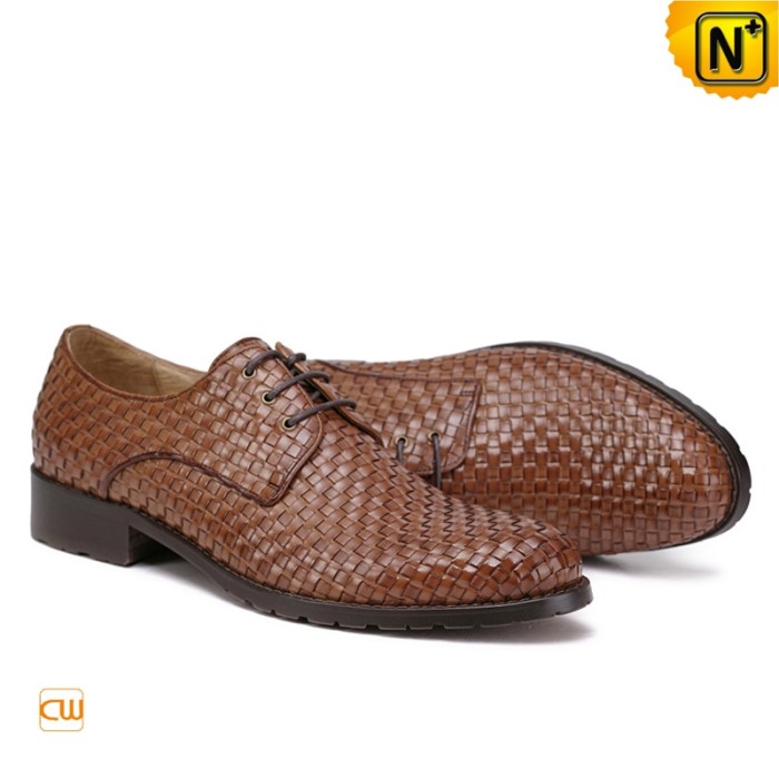 Woven leather dress shoes men